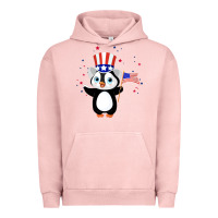 Pigment Salmon penguin american 4th of july penguin american flag Urban Hoodie - linhVisuals