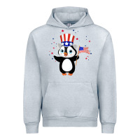 Heather Grey penguin american 4th of july penguin american flag Urban Hoodie - linhVisuals