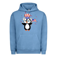 Pigment Pebble Blue penguin american 4th of july penguin american flag Urban Hoodie - linhVisuals
