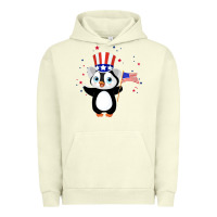 Pigment Pistachio penguin american 4th of july penguin american flag Urban Hoodie - linhVisuals
