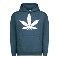 Pigment Midnight Navy weed leaf in a pocket marijuana cannabis Urban Hoodie - linhVisuals