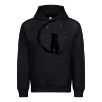 Black womens double moon cat Urban Hoodie - linhVisuals