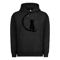Pigment Black womens double moon cat Urban Hoodie - linhVisuals