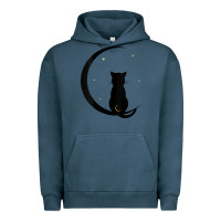 Pigment Midnight Navy womens double moon cat Urban Hoodie - linhVisuals