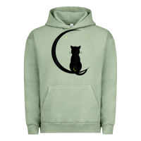 Pigment Oil Green womens double moon cat Urban Hoodie - linhVisuals