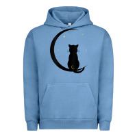 Pigment Pebble Blue womens double moon cat Urban Hoodie - linhVisuals