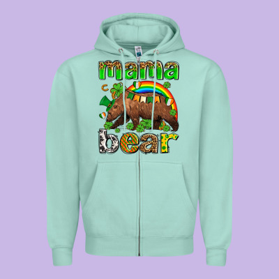 St Patricks Mama  Bear Zipper Hoodie Designed By Adodesignshop
