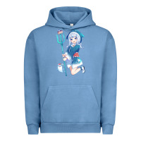 Pigment Pebble Blue Gawr Gura Urban Hoodie - linhVisuals