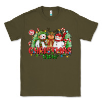 Army Green christmas crew polar bear reindeer and snowman Classic Tee - CowGirlArtShop