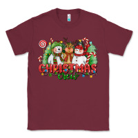 Burgundy christmas crew polar bear reindeer and snowman Classic Tee - CowGirlArtShop