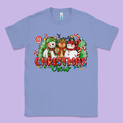 Christmas Crew Polar Bear Reindeer And Snowman Classic Tee Designed By Cowgirlartshop