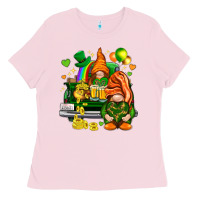 Bubblegum Pink St. Patrick's Day gnomies with heart Ladies Tee - HowdyJamesFarm