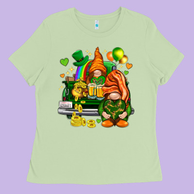 St. Patrick's Day Gnomies With Heart Ladies Tee Designed By Howdyjamesfarm