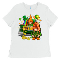 White St. Patrick's Day gnomies with heart Ladies Tee - HowdyJamesFarm