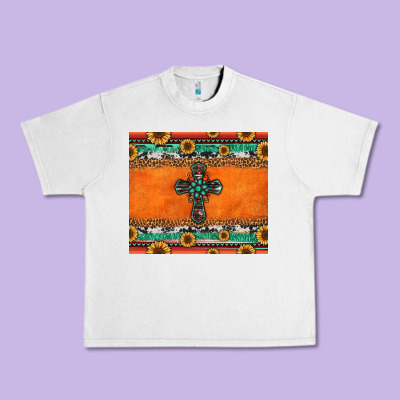 Sunflowers Cross Aztec Pattern Urban Heavy Tee Designed By Jasminsmagicworld