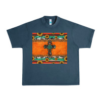 Midnight Navy sunflowers cross aztec pattern Urban Heavy Tee - Jasminsmagicworld