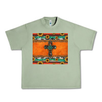 Oil Green sunflowers cross aztec pattern Urban Heavy Tee - Jasminsmagicworld