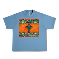 Pebble Blue sunflowers cross aztec pattern Urban Heavy Tee - Jasminsmagicworld