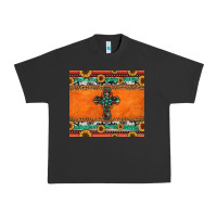 Pigment Black sunflowers cross aztec pattern Urban Heavy Tee - Jasminsmagicworld