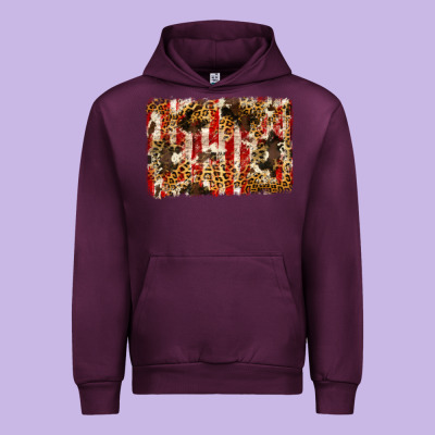 America, Cowhide, Leopard Backgraund Urban Hoodie Designed By Jahusdesignshop