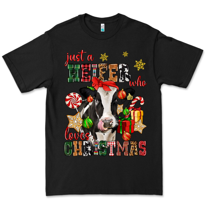 Just A Heifer Who Loves Christmas Cow Premium Tee by CowGirlArtShop | Teevron