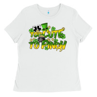 White Too cute to pinch St. Patrick's Day Ladies Tee - HowdyJamesFarm