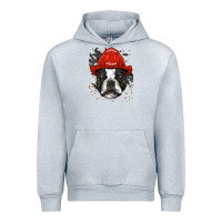 Heather Grey boston terrier firefighter boston terrier dog lover premium Urban Hoodie - linhVisuals