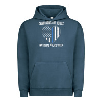 Pigment Midnight Navy national police week shirt vintage blue line american flag Urban Hoodie - linhVisuals