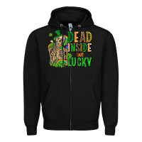 Black dead inside but lucky  with skeleton Zipper Hoodie - AdoDesignShop