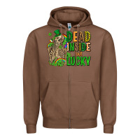 Chestnut dead inside but lucky  with skeleton Zipper Hoodie - AdoDesignShop