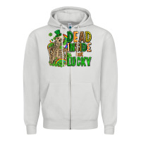 Dove Grey dead inside but lucky  with skeleton Zipper Hoodie - AdoDesignShop