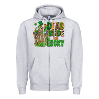 Heather Grey dead inside but lucky  with skeleton Zipper Hoodie - AdoDesignShop