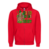 Red dead inside but lucky  with skeleton Zipper Hoodie - AdoDesignShop