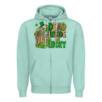 Seafoam dead inside but lucky  with skeleton Zipper Hoodie - AdoDesignShop