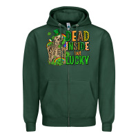 Sports Green dead inside but lucky  with skeleton Zipper Hoodie - AdoDesignShop