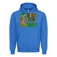 True Royal dead inside but lucky  with skeleton Zipper Hoodie - AdoDesignShop