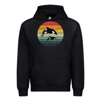 Black orca family vintage retro art, killer whale family Urban Hoodie - linhVisuals