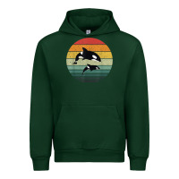 Forest Green orca family vintage retro art, killer whale family Urban Hoodie - linhVisuals