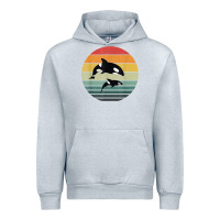 Heather Grey orca family vintage retro art, killer whale family Urban Hoodie - linhVisuals