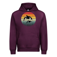 Mauve Wine orca family vintage retro art, killer whale family Urban Hoodie - linhVisuals