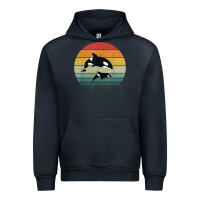 Navy orca family vintage retro art, killer whale family Urban Hoodie - linhVisuals