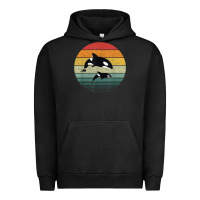 Pigment Black orca family vintage retro art, killer whale family Urban Hoodie - linhVisuals