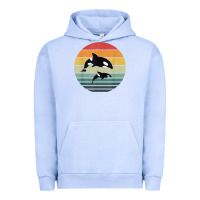 Pigment Grape Ice orca family vintage retro art, killer whale family Urban Hoodie - linhVisuals