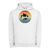 Pigment Lunar Rock orca family vintage retro art, killer whale family Urban Hoodie - linhVisuals