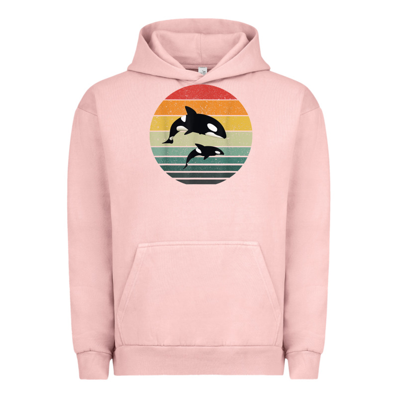 Orca Family Vintage Retro Art, Killer Whale Family Urban Hoodie by linhVisuals | Teevron
