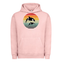 Pigment Salmon orca family vintage retro art, killer whale family Urban Hoodie - linhVisuals