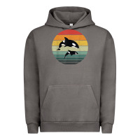 Pigment Tornado orca family vintage retro art, killer whale family Urban Hoodie - linhVisuals