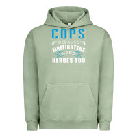 Pigment Oil Green cops because firefighters need heroes too premium Urban Hoodie - linhVisuals
