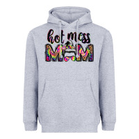 Heather Grey hot mess mom messy bun Heavyweight Hoodie - JahusDesignShop
