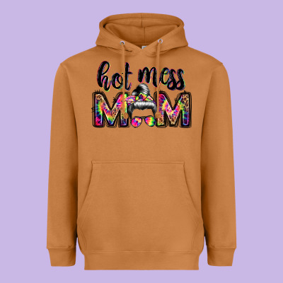 Hot Mess Mom Messy Bun Heavyweight Hoodie Designed By Jahusdesignshop